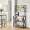 Wood Metal 5-Tier Adjustable Baker’s Rack for Kitchen and Living Room Storage